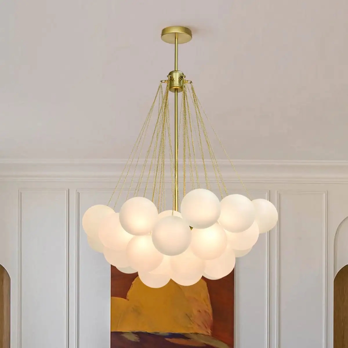 Cluster Frosted Modern Bubble Chandelier - Image 2