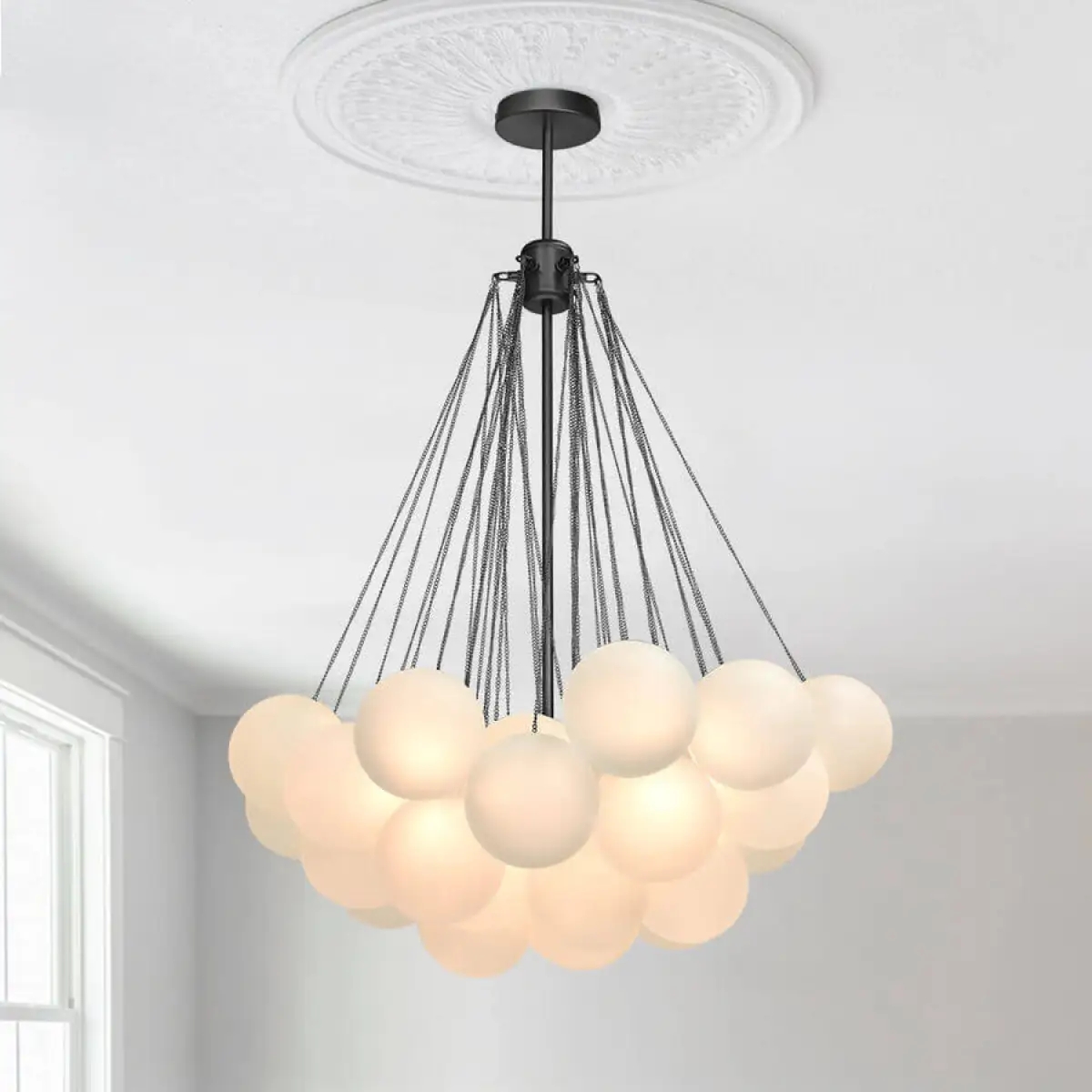 Cluster Frosted Modern Bubble Chandelier - Image 4