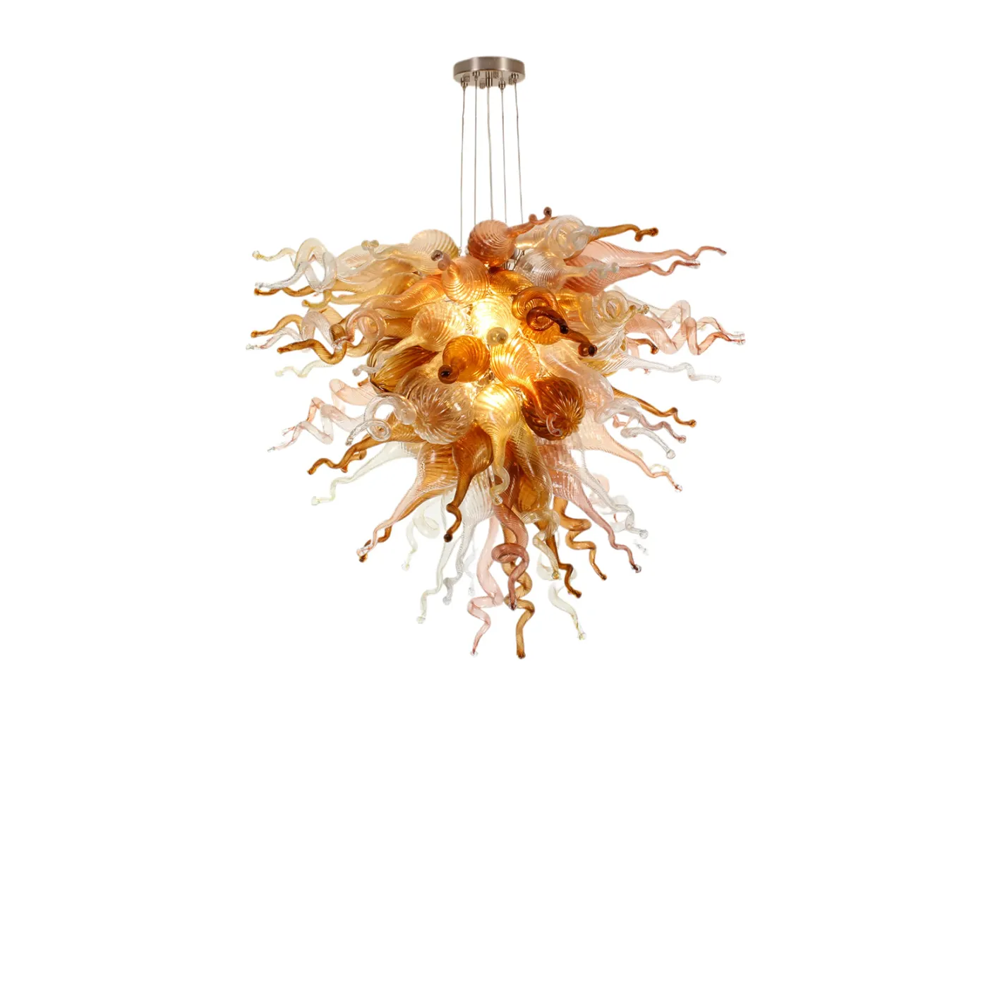 Hand Blown Murano Glass Chandelier(Clear, Copper, Amber and Coffee) - Image 2