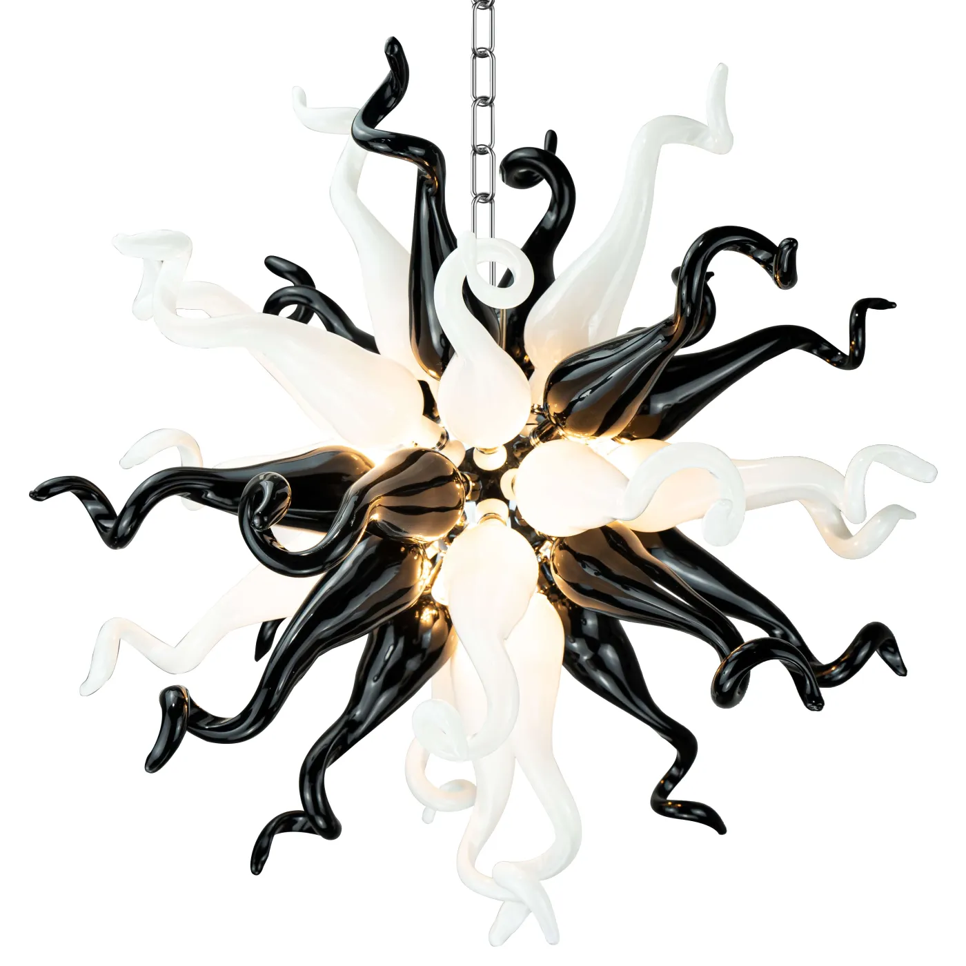 What is the design feature of a Blown Glass Chandelier|shoes2024?